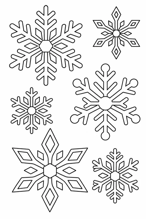 Six Falling Snowflakes