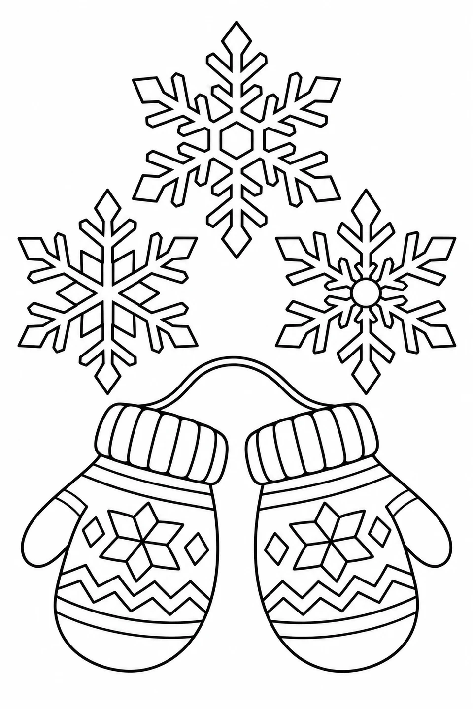 Snowflakes Above Patterned Mittens