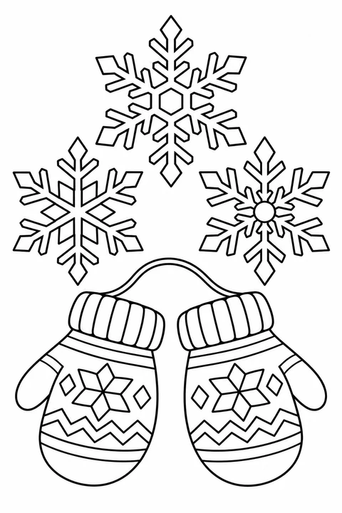 Snowflakes Above Patterned Mittens